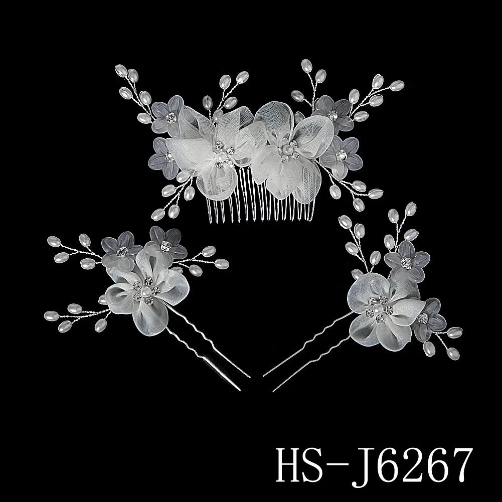 Luxury Pearls Wedding Flower Hair Comb Bride Hair Pins Clips Set Cute Hair Fork Headpieces for Women Jewelry Gift Hair Accessory