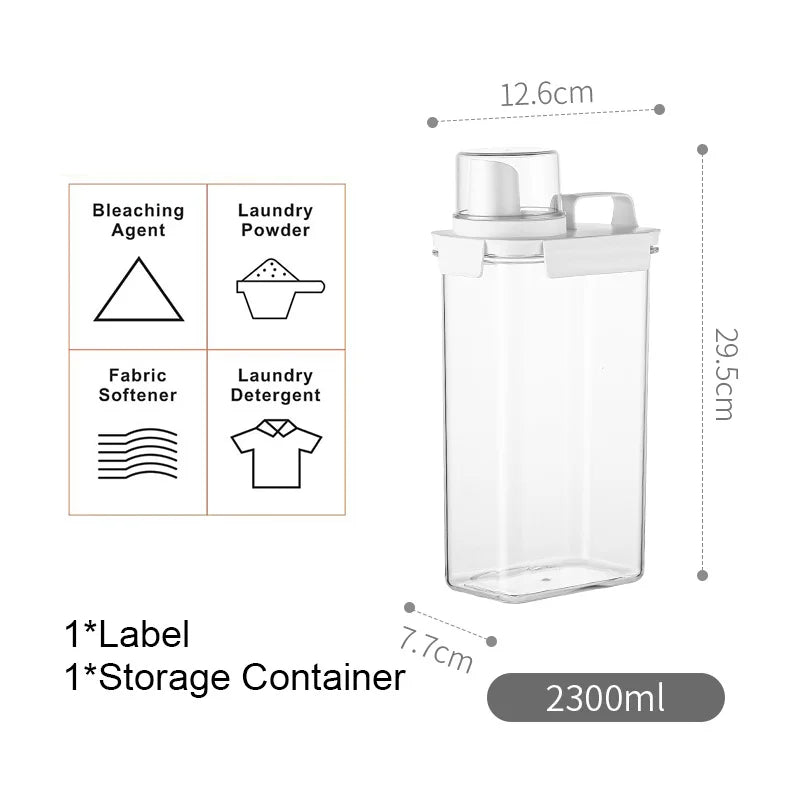 Laundry Detergent Dispenser, Clear Laundry Soap Dispenser, Airtight Food Storage Container with Measuring Cup, Home Supplies
