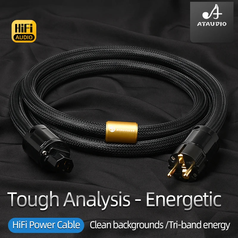 ATAUDIO HiFi EU Power Audio Cable High Quality 6N OFC Double Shielded with Gold-plated Plug AC Power Kabel for Speaker Amplifier