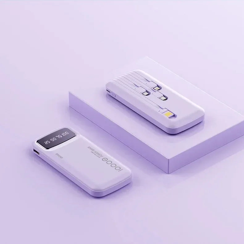 CCC Certified 10000mAh 20000mAh Power Bank Built in Type C Cable Ultra Thin Digital Display Portable External Battery Powerbank