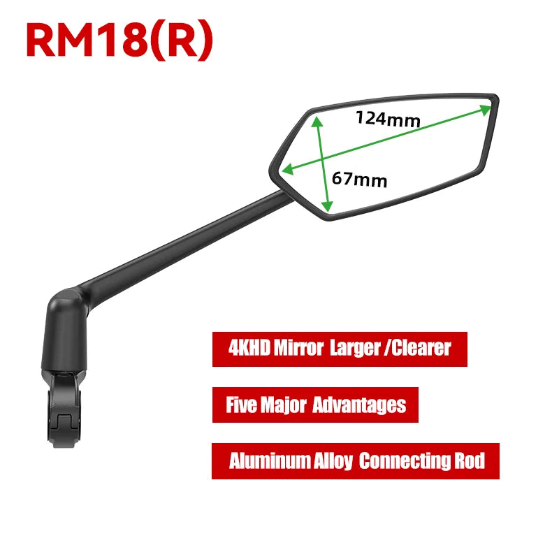 RBRL Bicycle Handlebar Rearview Mirror Automotive-Grade Wide Angle Ultra Clear Bike Mirror 360 Rotatable for Electric Scooter