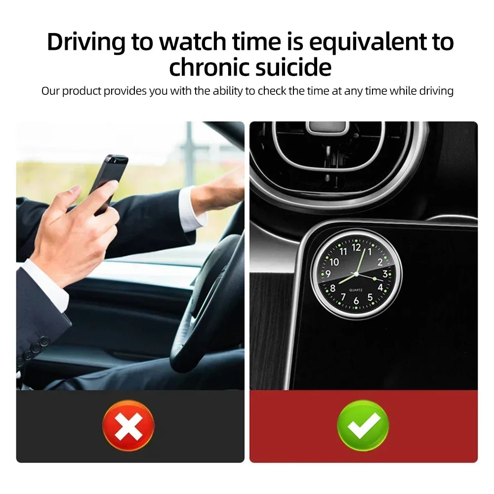 Car Clock Luminous Automobiles Internal Stick-On Mini Digital Watch Mechanics Quartz Clocks Auto Ornament Car Accessories Gifts