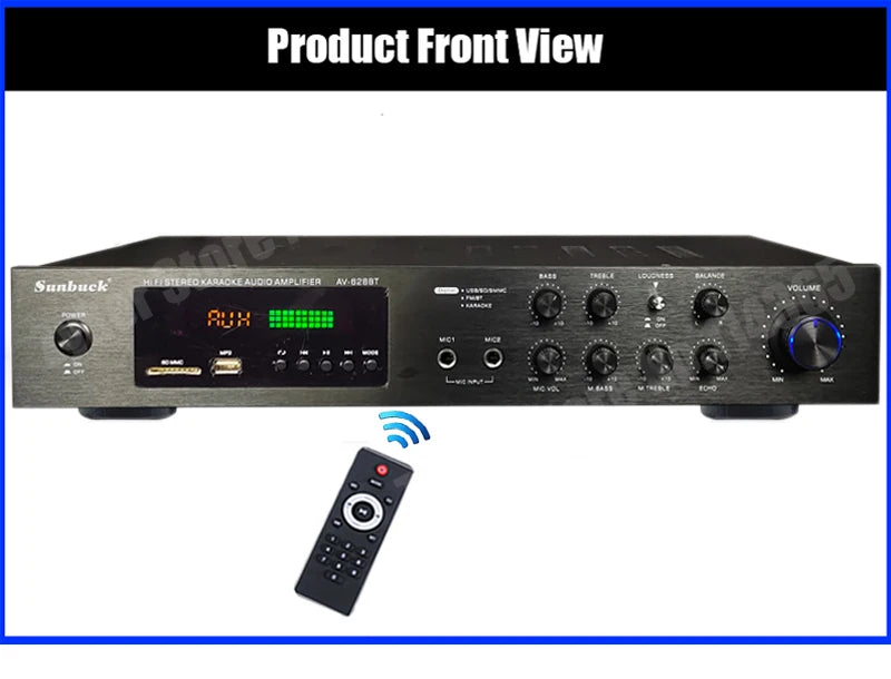 110/220V 2000W Bluetooth 5.0 Audio Power Amplifier Home Theater Amplifiers amplificador Audio Support FM USB with Remote Control