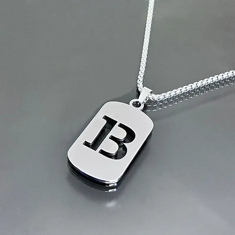 Fashion Punk A-Z Initial Tag Letter Stainless Steel Pendant Necklaces for Men Women Wholesale Jewelry Lot Collar Jewelry Goth