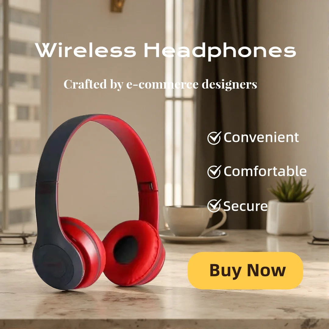 Bluetooth 5.3 Wireless Over-Ear Headphones – HiFi Stereo Sound