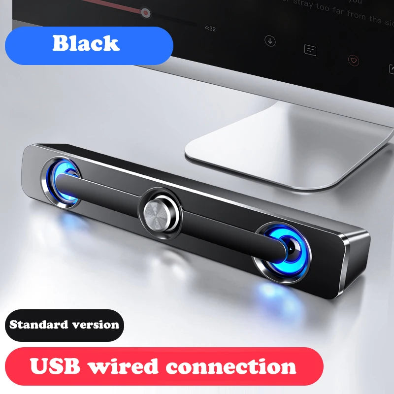 USB Wired Powerful Computer Speaker Bar Stereo Subwoofer Bass Speaker Surround Sound Box LED For PC Laptop Phone Tablet MP3