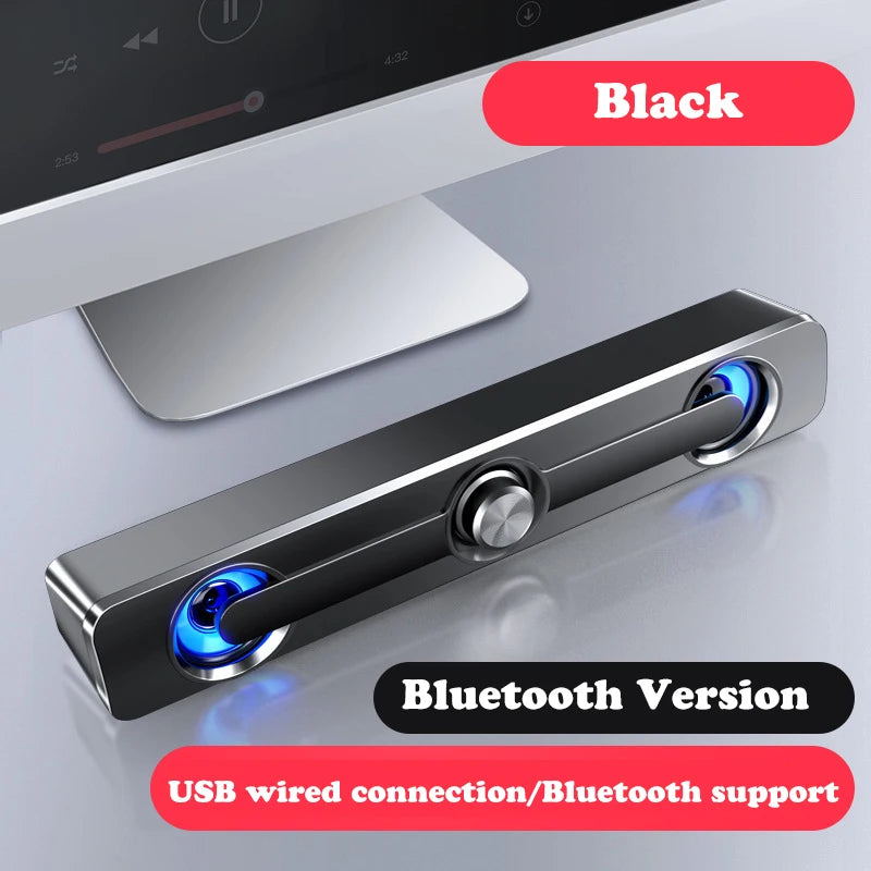 USB Wired Powerful Computer Speaker Bar Stereo Subwoofer Bass Speaker Surround Sound Box LED For PC Laptop Phone Tablet MP3