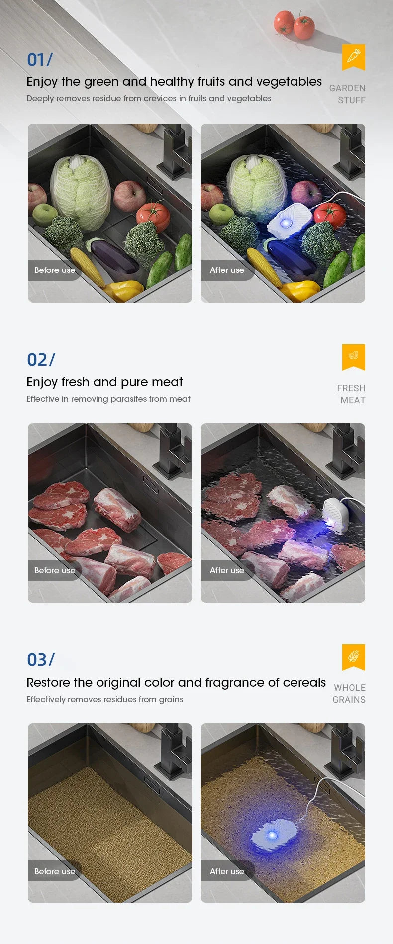 Vegetable and Fruit Cleaning Machine Multi Functional Ultrasonic Cleaner Mini Kitchen Vegetable High Frequency Cleaning Machine
