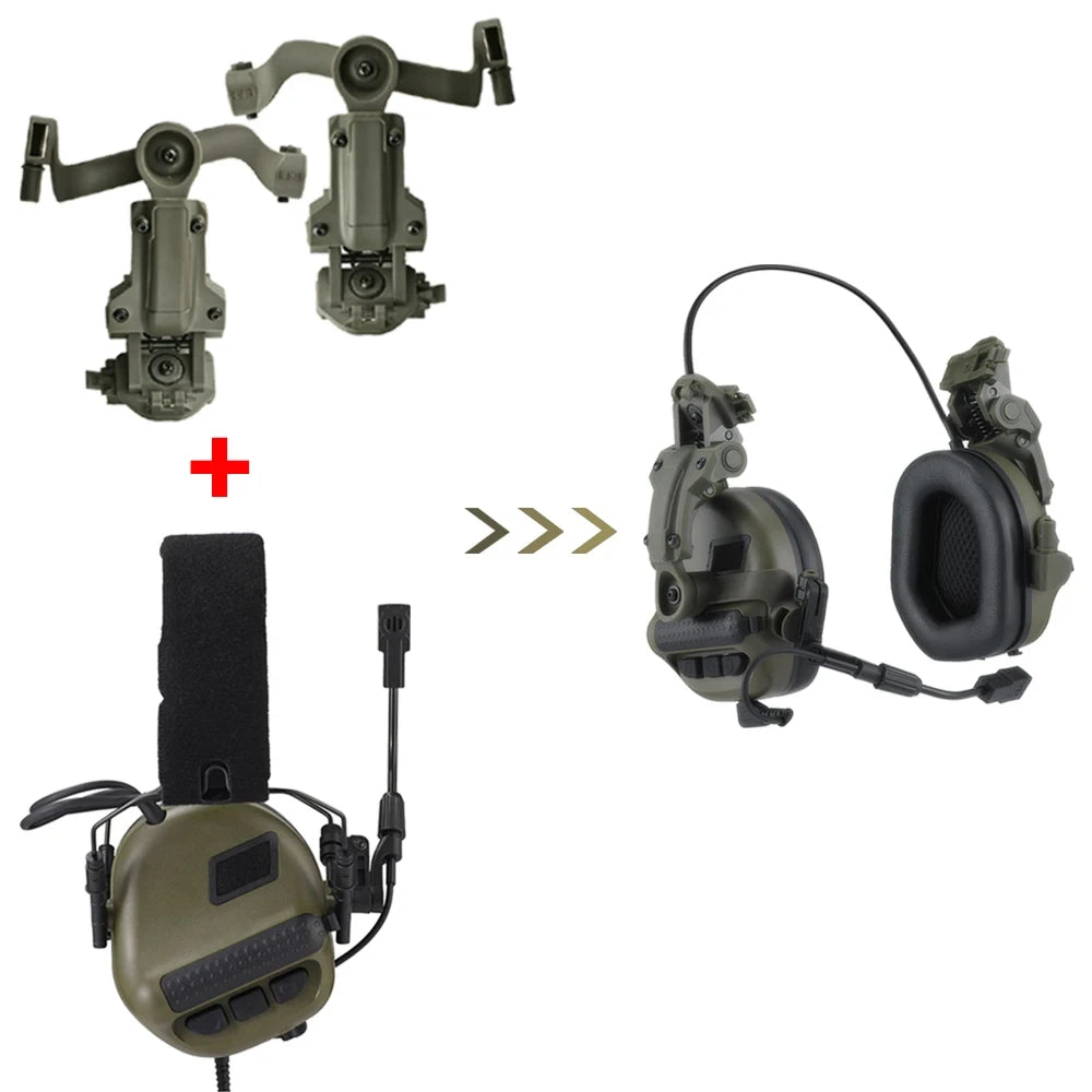 ARM NEXT F10 Tactical Headset Hunting Shooting Noise Cancelling Headphones with Brackets Fit for Wendy M-LOK ARC Helmet