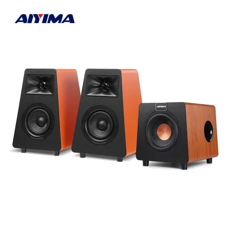AIYIMA 2.1 Channel Bluetooth Speaker + 800X Subwoofer Hifi Home Sound Theater Wood Speakers Combination DIY Bookshelf Speakers