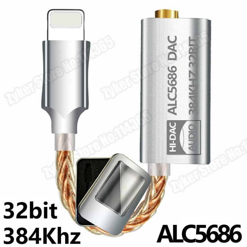 ALC5686 CX31993 HiFi DAC Headphone Amplifiers Audio Decoding AMP Adapter Sound Card Digital Decoder 32bits/384KHz For iPhone iOS