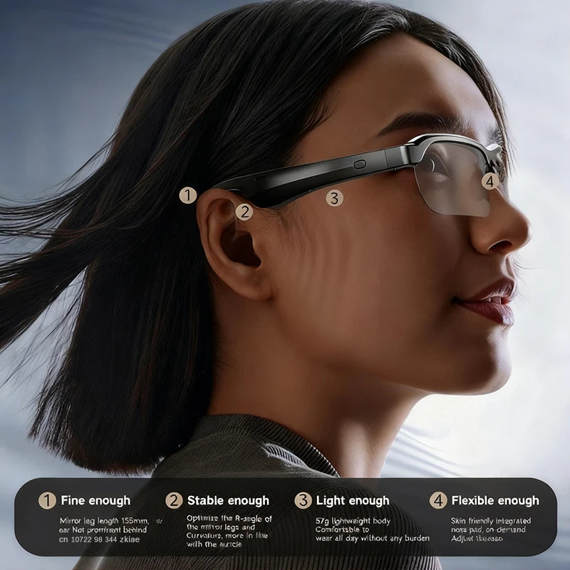 AI HD Smart Glasses Bluetooth Music Glasses Voice Assistant Calling Control Music UV Polarized Multifunctional Sunglasses
