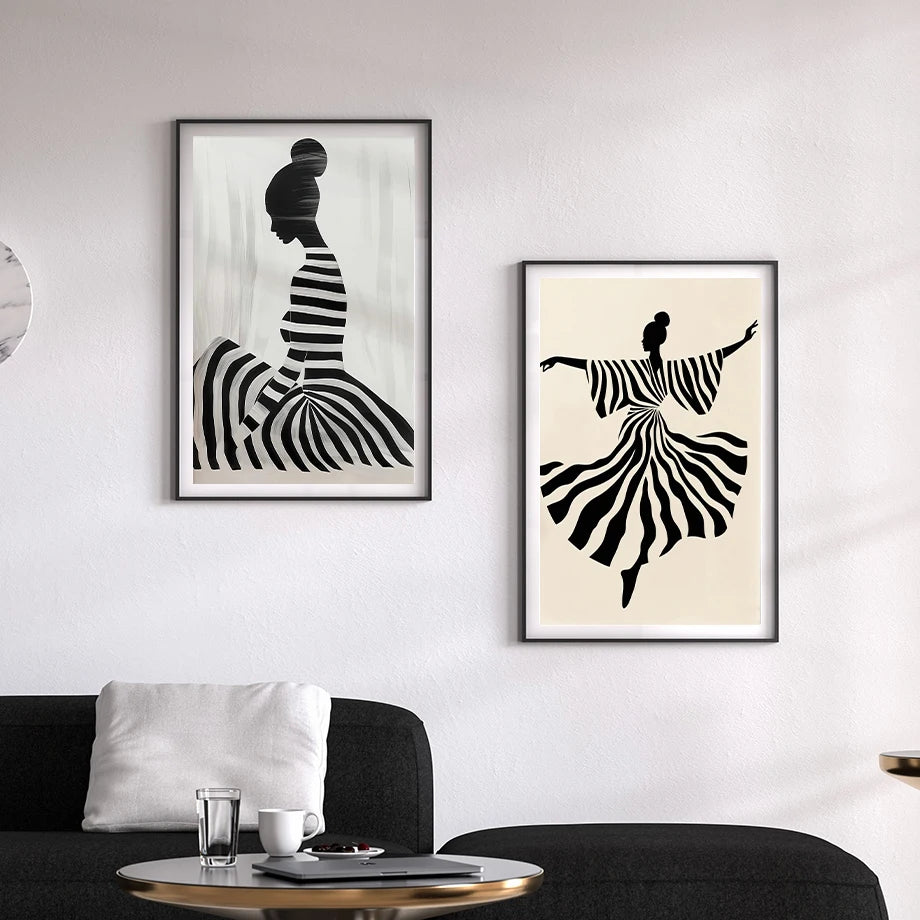 Abstract Dancer Wall Art Modern Women Minimalist Portrait Art Fashion Wall Art Canvas Painting Nordic Poster Room Decor