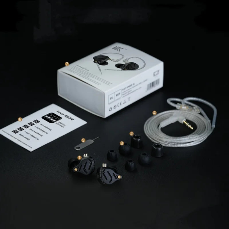 KZ Pisces 2DD Dynamic Drive Earphones Adjustable Earbuds HIFI In Ear Wired Gaming Earphones 2PIN 3.5MM Type-c Plug Cable