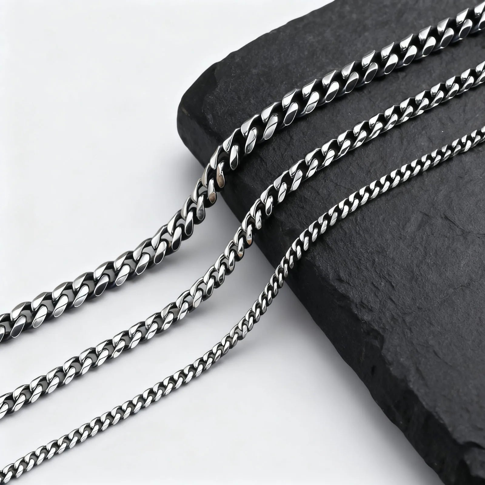 Vintage Chain Necklace for Men Boys,3/5/7mm Retro Grey Stainless Steel Collars,Rock Punk Antique Jewelry Gifts