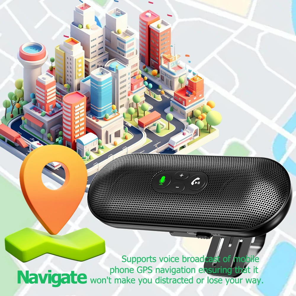 Bluetooth 5.4 Car Kit Handsfree Dual 3W Speakerphone Sun Visor Speaker Mp3 Player Wireless Music Receiver With Voice Assistant