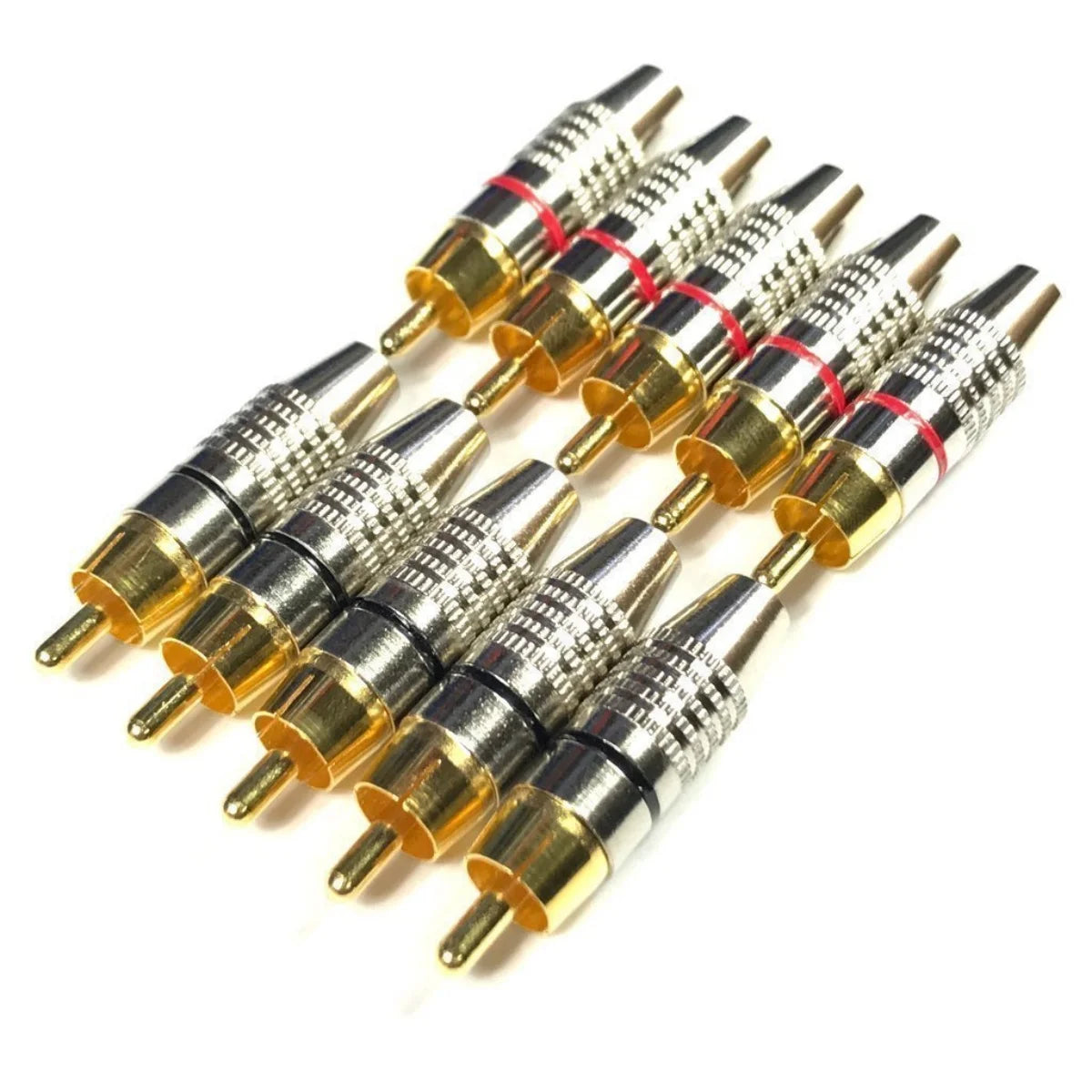 10Pcs RCA Male Plug Solder Gold Audio Video Cable Adapter Connector for Receiver Amplifiers and Sound Systems