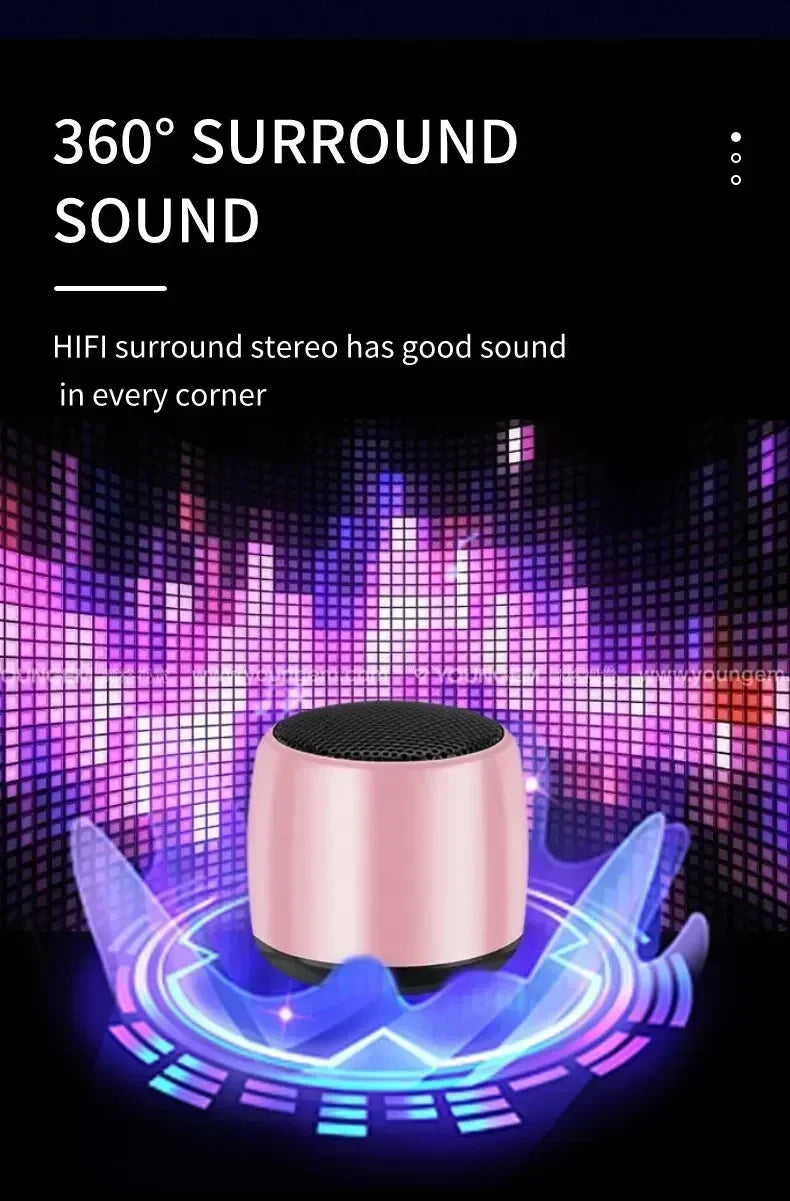Mini Bluetooth Speaker HD Sound with Bass Smallest Wireless Speaker for Phone PC Tablet with Selfie Button Call Function Cute