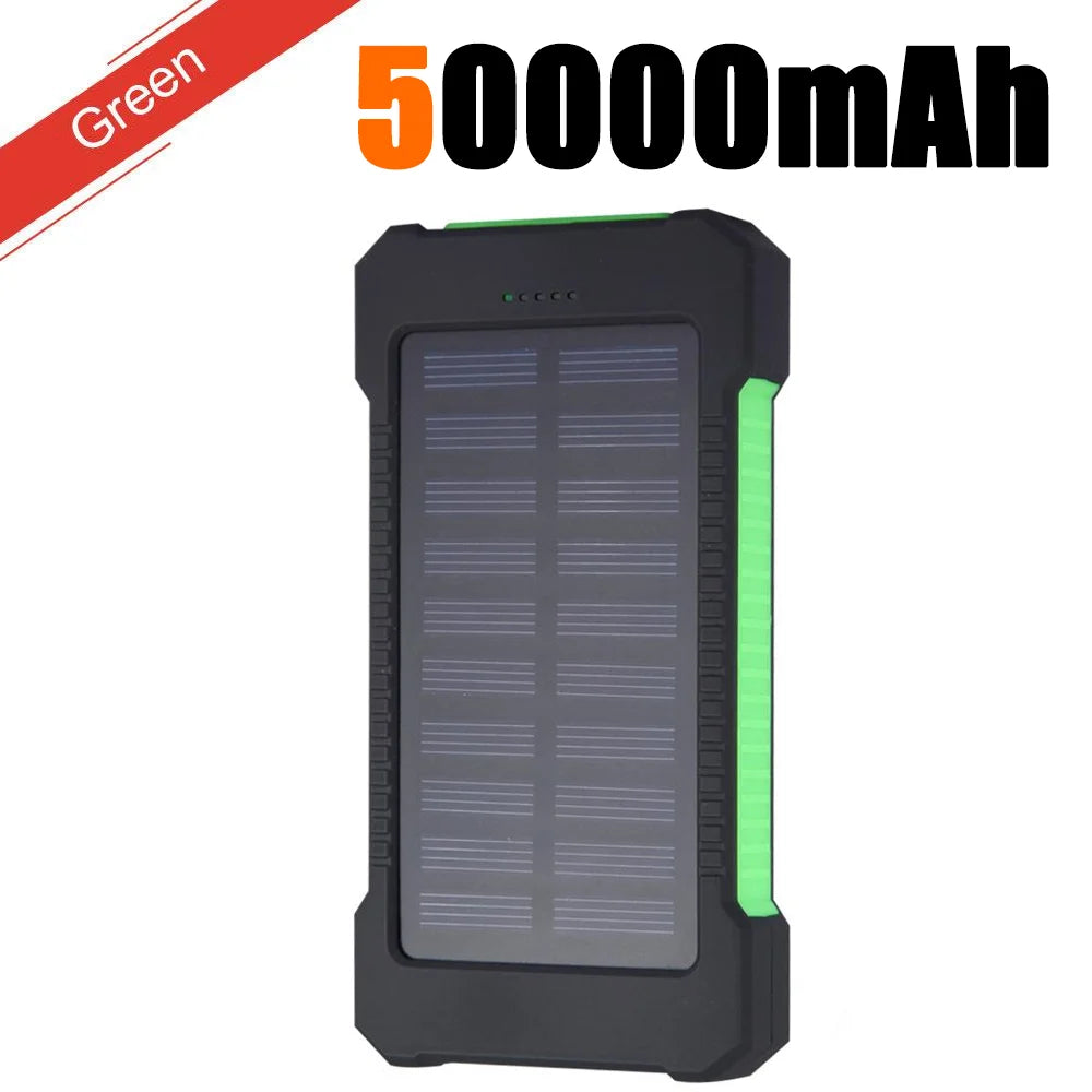 For Phone Camping Powerbanks Dual USB Travel Power Bank 500000mAh Waterproof Outdoor Solar Portable Solar Phone Charger Solar