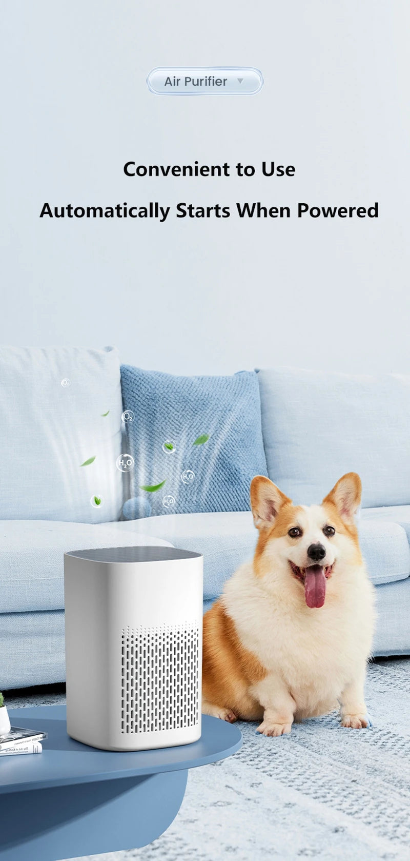Air Purifier Smoke Odor Negative Ion Generator Household HEPA Air Purifier Efficient Purify Air Formaldehyde For Car Room