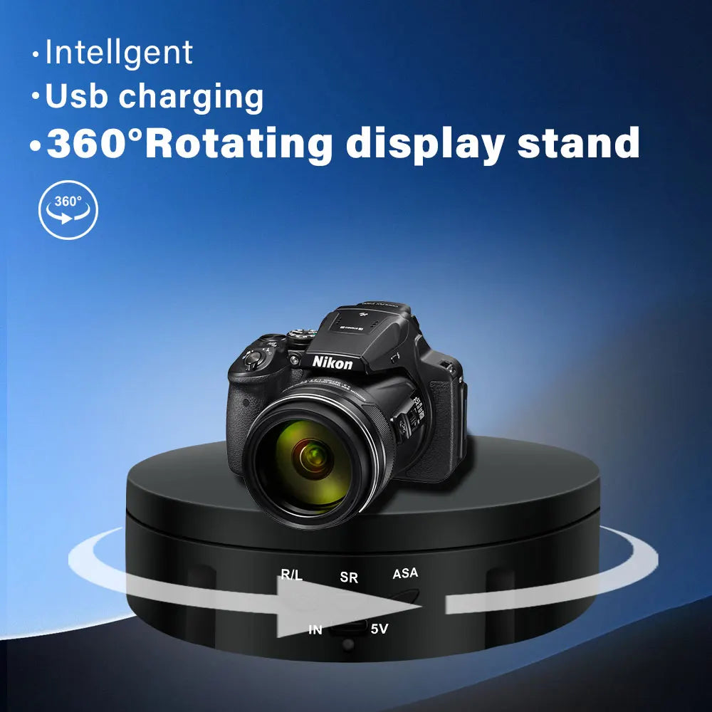 Motorised Rotating Mirror Display Stand,360 Degree Turntable, Jewellery Holder,USB Power Supply, Rotating Shooting, Three Speeds