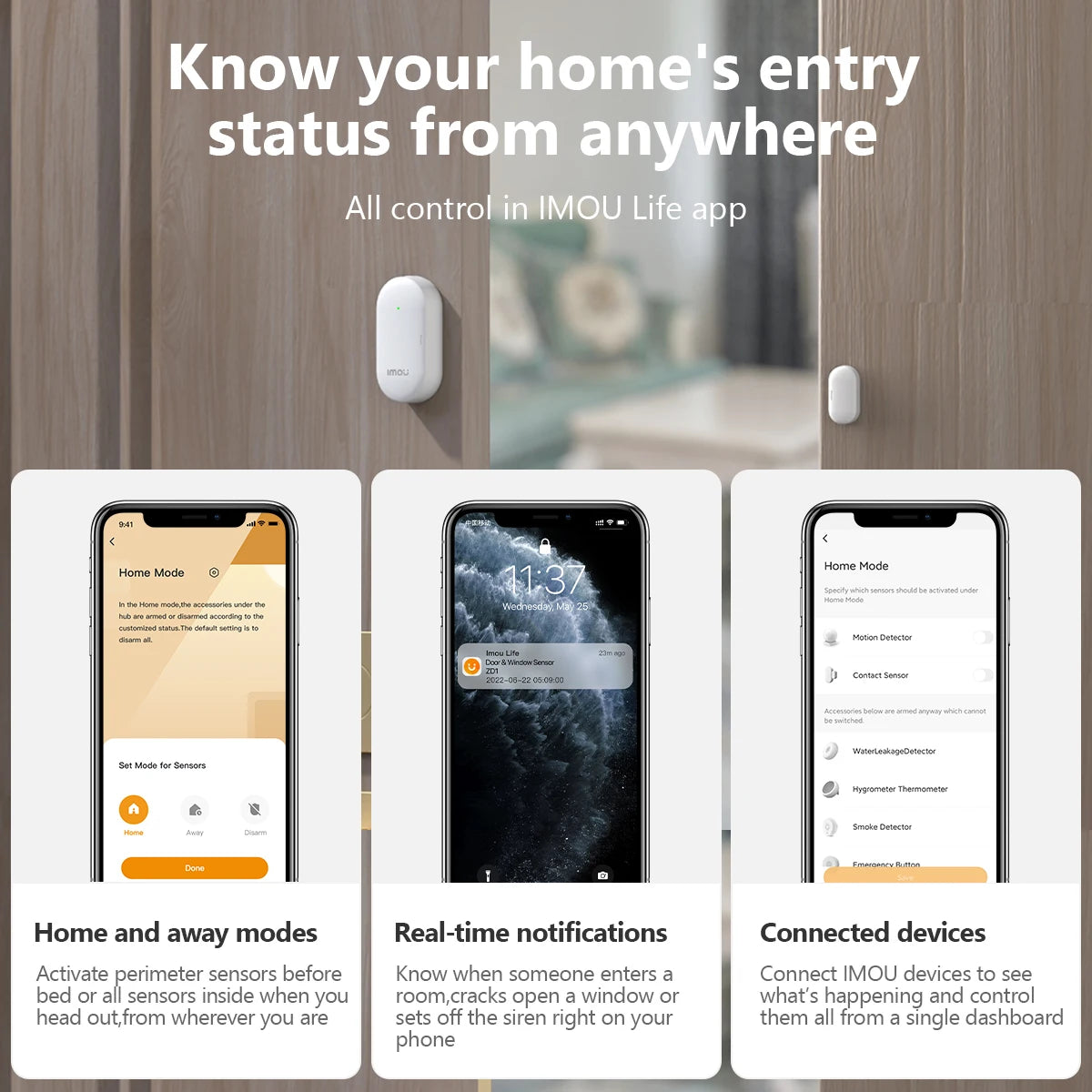 IMOU Home Wifi Alarm System Zigbee 3.0 Real Time App Push Motion Sensor Alarm Siren Window Door Sensor IP Camera Work with Alexa