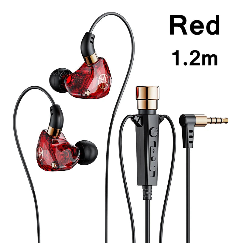 Wired HiFi Headphones with Mini Condenser Microphone Bass Dynamic Earphone Noise-Cancelling Headset for Sports Music Karaoke