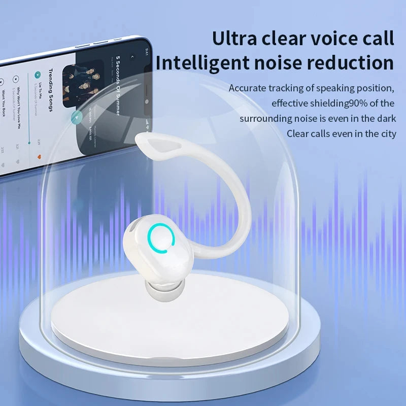 Bluetooth 5.2 Business Wireless Headphone Ear-Hook Mini HIFI Bass Noise Cancelling Earphone With Mic Sport Game Headset