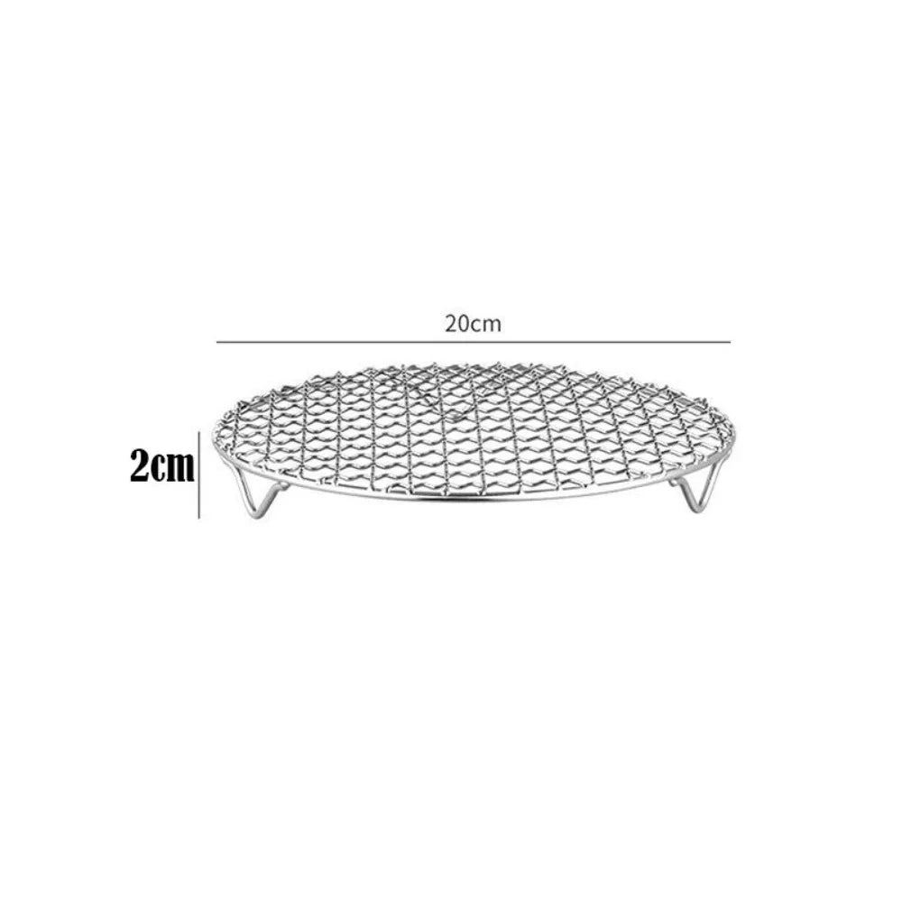 Round Air Fryer Rack Stackable Stainless Steel Grid Grill BBQ Net with Foot Cooling Rack Steam Baking Rack For Home Kitchen