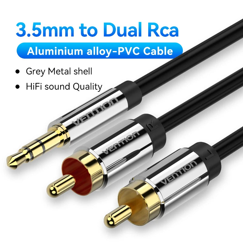 Vention RCA Cable HiFi Stereo 3.5mm Jack to 2RCA  Audio Cable AUX RCA 3.5 Y Splitter for Amplifiers Audio Home Theater Cable RCA