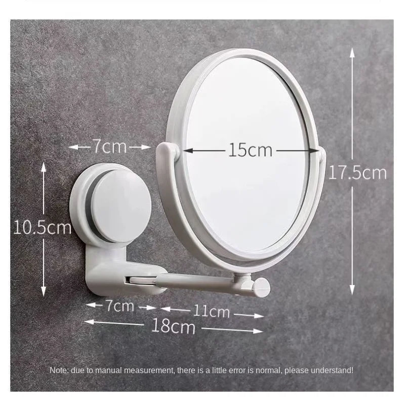 HD Plane Mirror Magnified Makeup Shaving Vanity Mirror Bathroom Wall Mounted 360 Degree Rotating Mirror  Mirror Wall  Mirrors