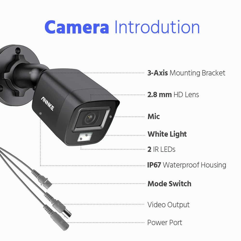 ANNKE 8CH 5MP Lite Video Security System CCTV Kit With 3K 4X 5MP Built-in mic Waterproof Surveillance Cameras 5 IN1 H.265+ DVR