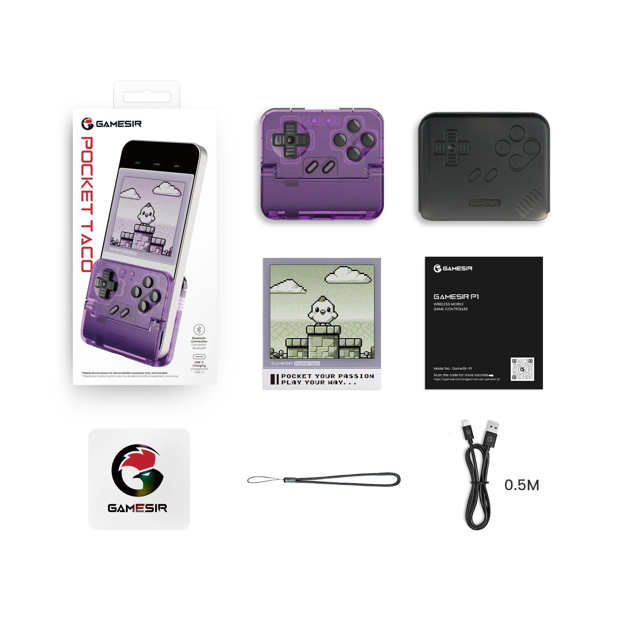 GameSir Pocket Taco Retro Gaming Mobile Controller, Vertical Handheld Gamepad for Android, Portable Bluetooth Controller