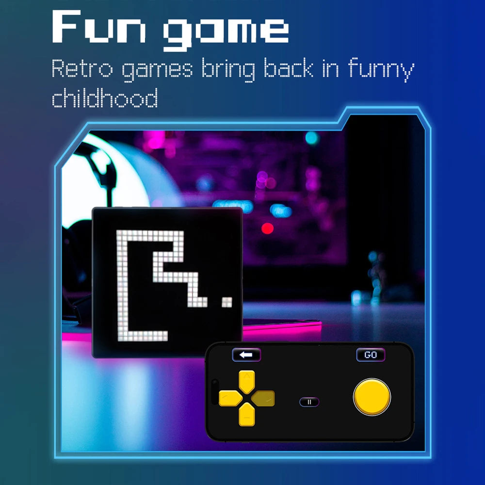 64x64 Pixel Screen Smart LED Pixel Display with APP Control Programmable Night Light DIY Options Animation For Home Bedroom Bar