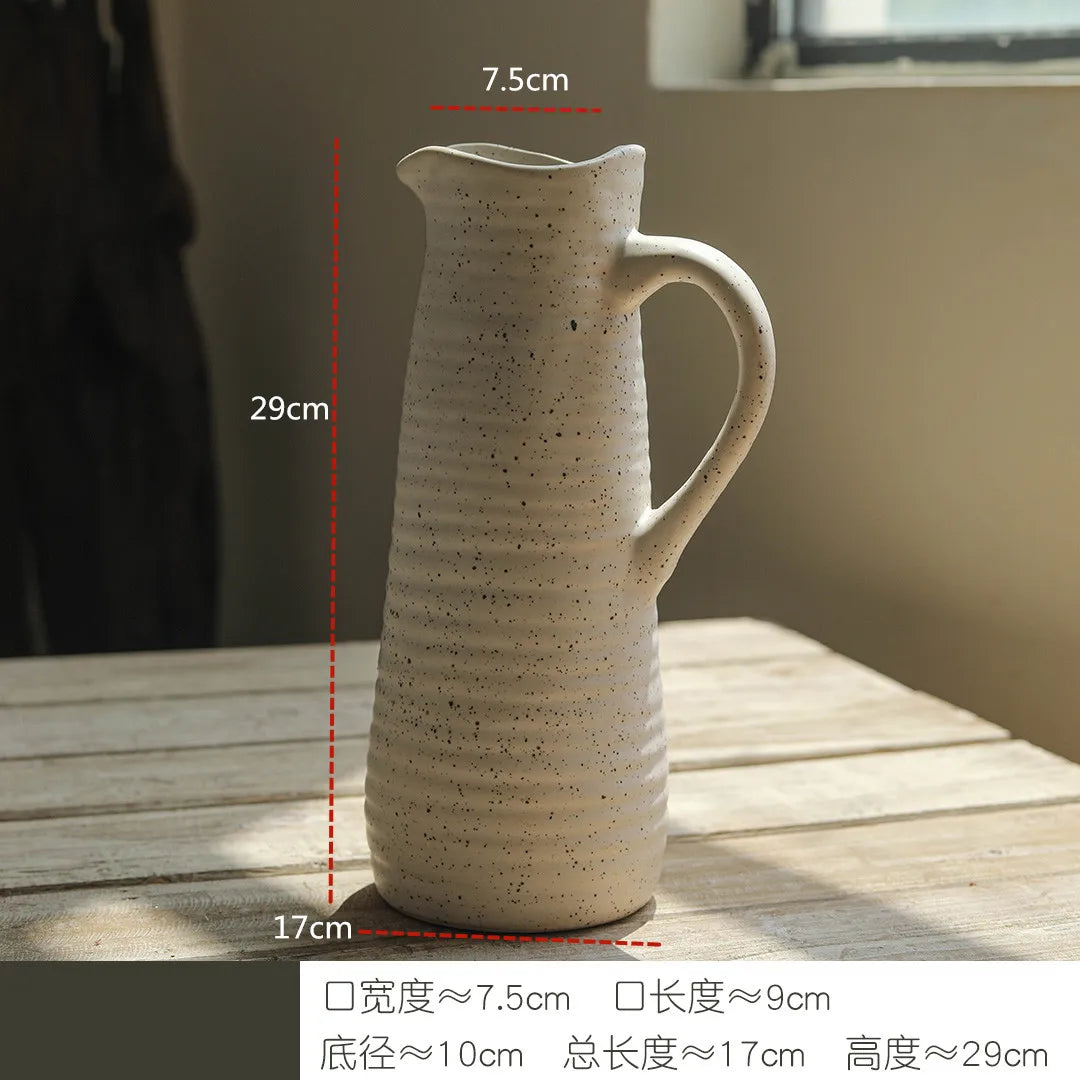 Stoneware Vase Ornaments Dried Flowers Flower Table Ceramic Flower Utensils Simple Modern Creative Home Interior Soft Decoration