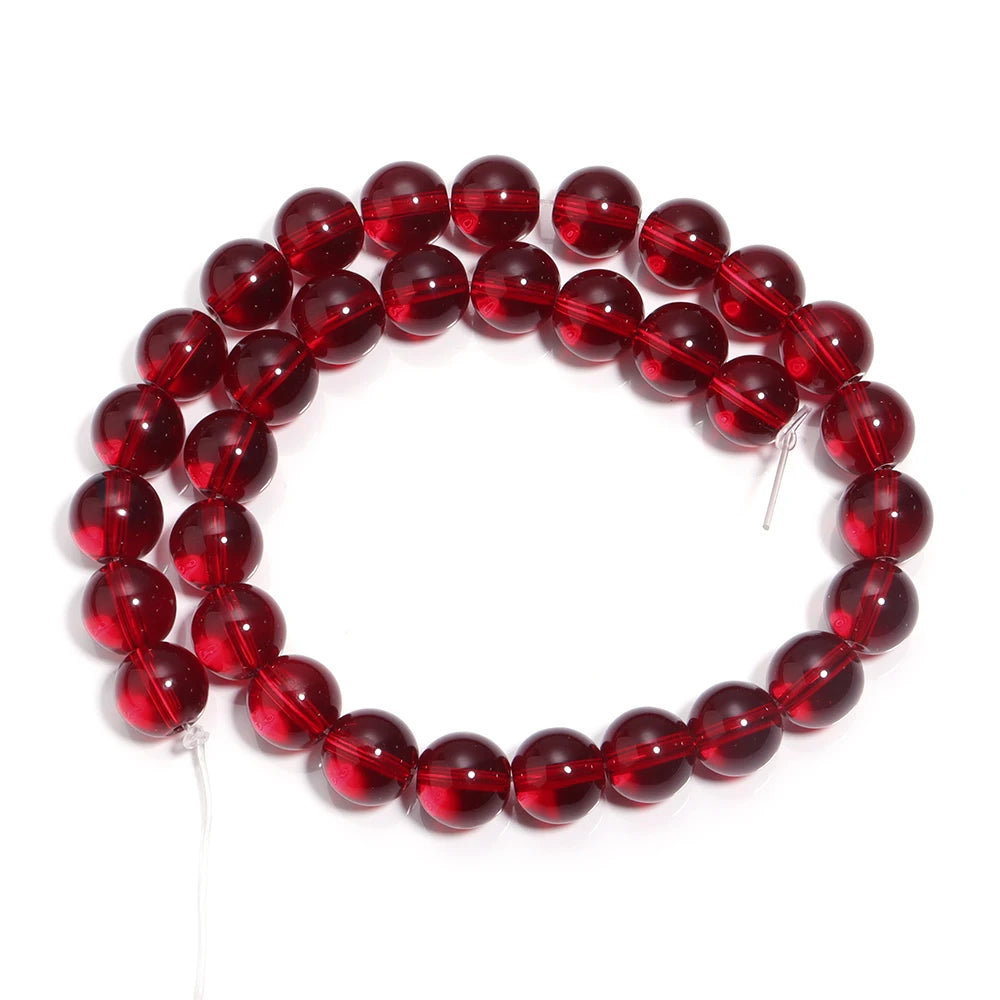 1 String Pomegranate Red  Beads Loose Round Beads Glass Spacer Beads For Jewelry Making DIY  Handmade DIY Bracelet Necklace Ring