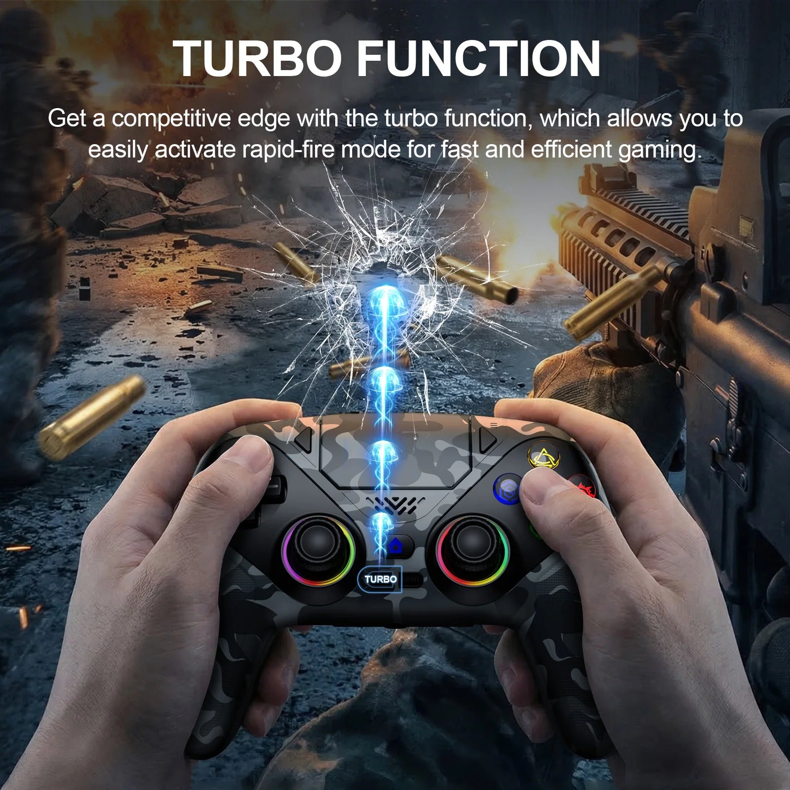 Wireless RGB Light Gamepad For Playstation 5 Controller Console Gaming Controller With Turbo Dual Sense Vibrate Programming