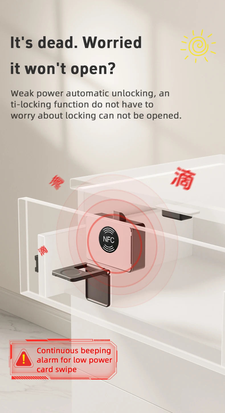 Smart Wood Door Lock Invisible Electronic Lock RFID Card NFC Unlock Keyless Mailbox Cabinet Locker Furniture Drawer Smart Locks