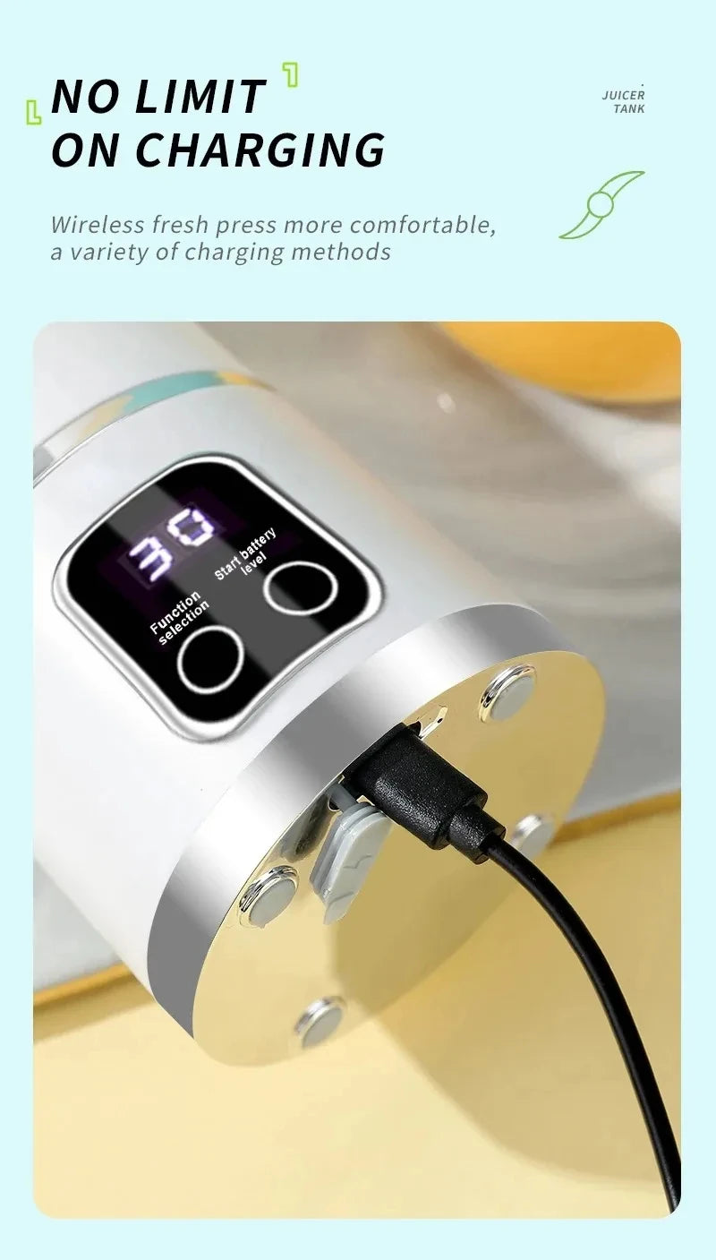 12 Blades Portable Fruit Juicer 450ml Capacity 3 Gears USB Rechargeable Blender Ice Crusher