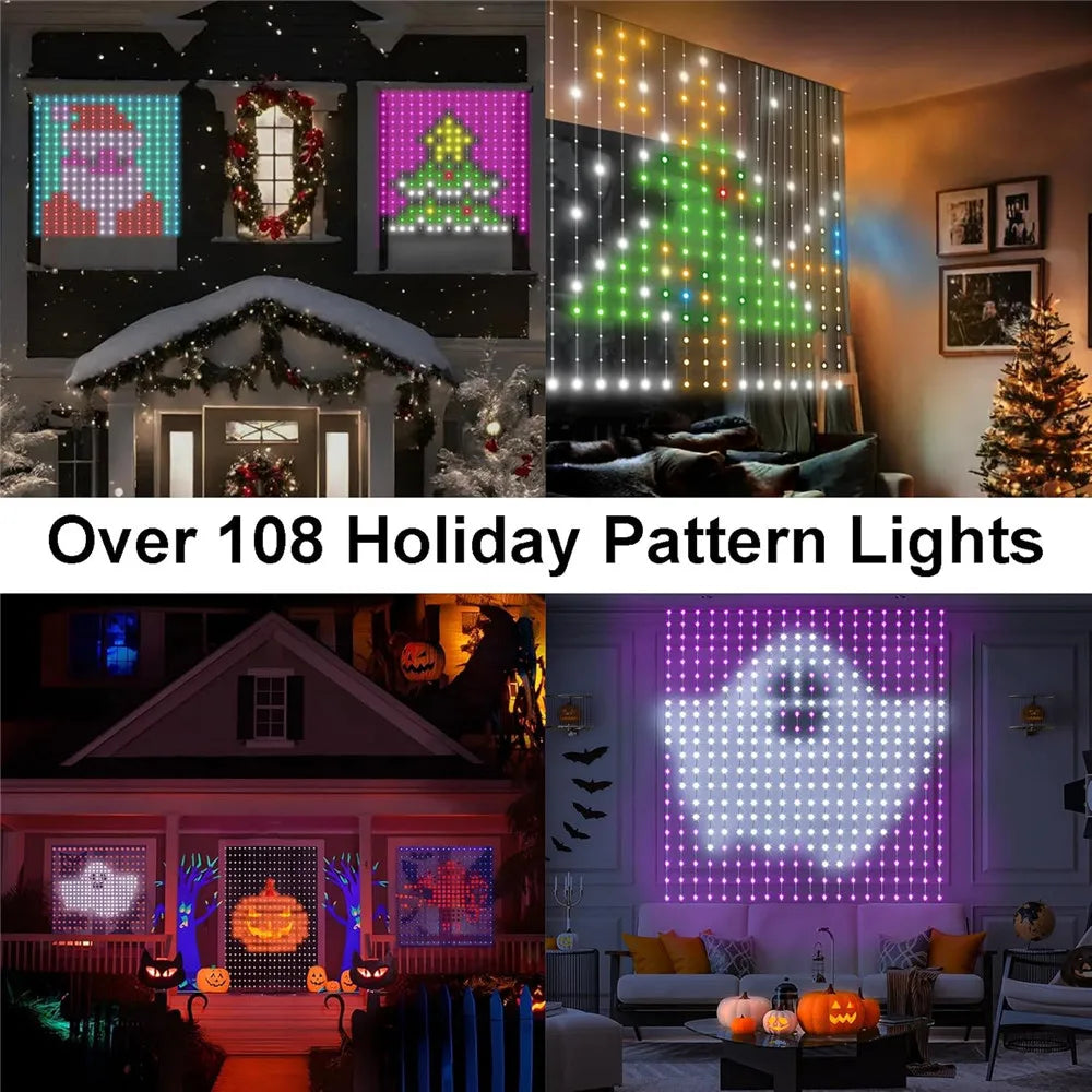 Smart Curtain Lights, 400 LED USB Curtain String Lights with App Remote Control,DIY for Backdrop Birthday Mother's day Gift