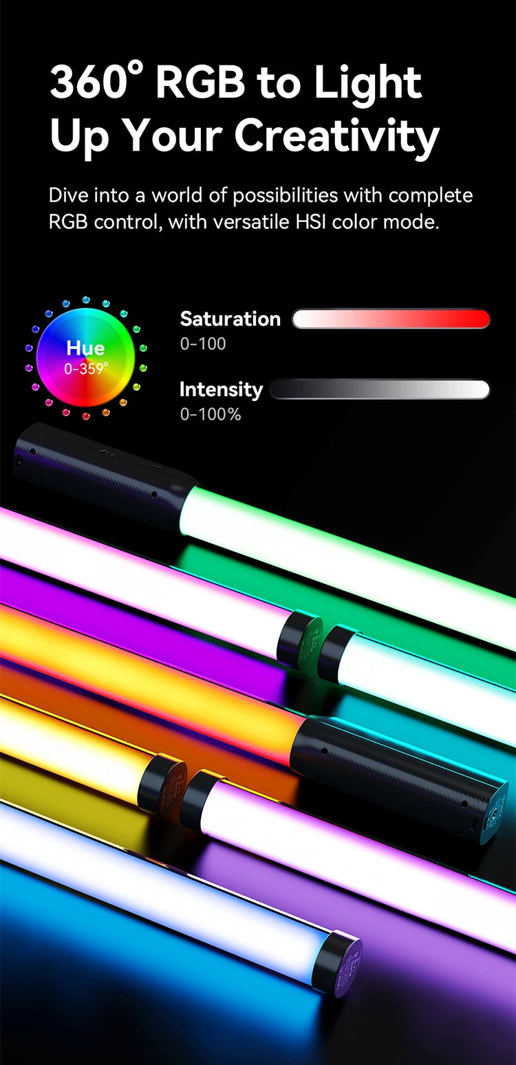 Ulanzi VL119 LED Stick Light Fill Lamp Sticks Bulk Colorful RGB Glow Stick for Photography Game Birthday Wedding Party Supplies