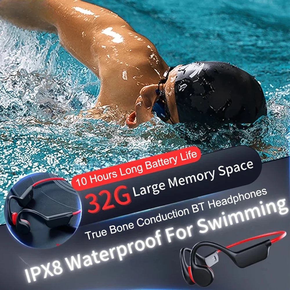 Bone Conduction Headphones IPX8 Waterproof MP3 32GB Bluetooth5.4 Wireless Headphones With Mic Swimming Sports Fitness 2026 NEW