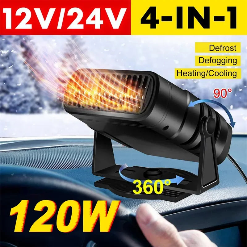 Car Heater 12V 24V 4in1 Powerful Defroster Defogger for Windshield 360 Rotation Vehicle Interior Heater Auto Accessories Winter