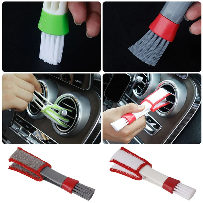 Car Interior Cleaning Brush Double Head Brushes Car Air Vent Dashboard Blinds Keyboard Dust Removal Brush Auto Cleaning Tools