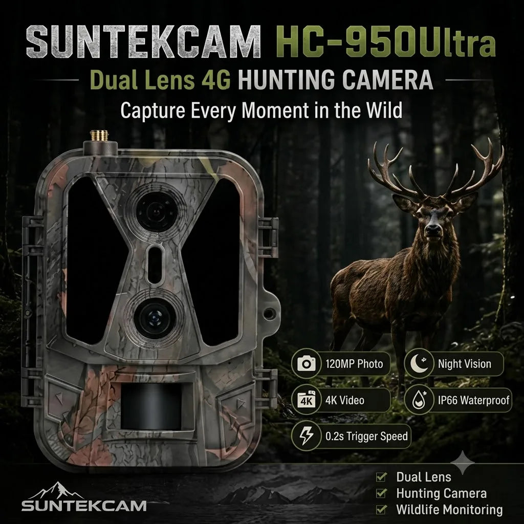 4K 4G Tracking Camera with APP Control Cloud Service 8000mAh Battery Dual Lens Wildlife Hunting Camera for Outdoor Surveillance