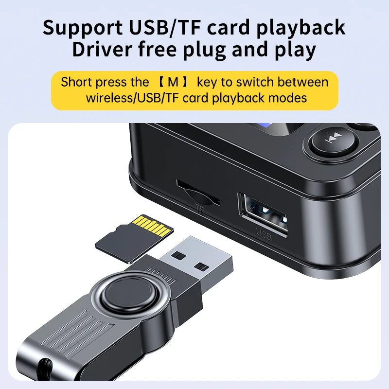 Bluetooth 5.4 Audio Transmitter Receive Support AUX/COAXIAL/SPDIF/TF/U disk with LCD Display for Home Stereo TV Speakers PC