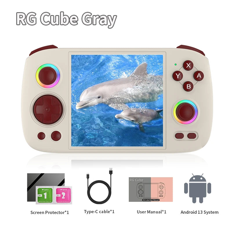 Anbernic RG Cube Handheld Game Console 3.95'' IPS Multi-touch Screen T820 Android 13 RGB Joystick 5200mAh Video Gaming Consoles