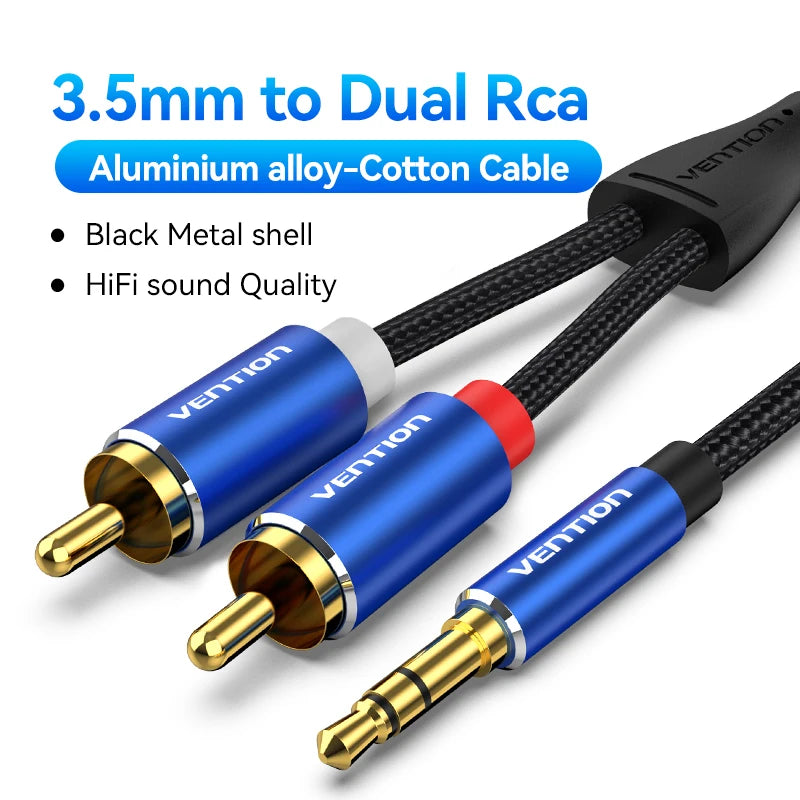 Vention RCA Cable HiFi Stereo 3.5mm Jack to 2RCA  Audio Cable AUX RCA 3.5 Y Splitter for Amplifiers Audio Home Theater Cable RCA