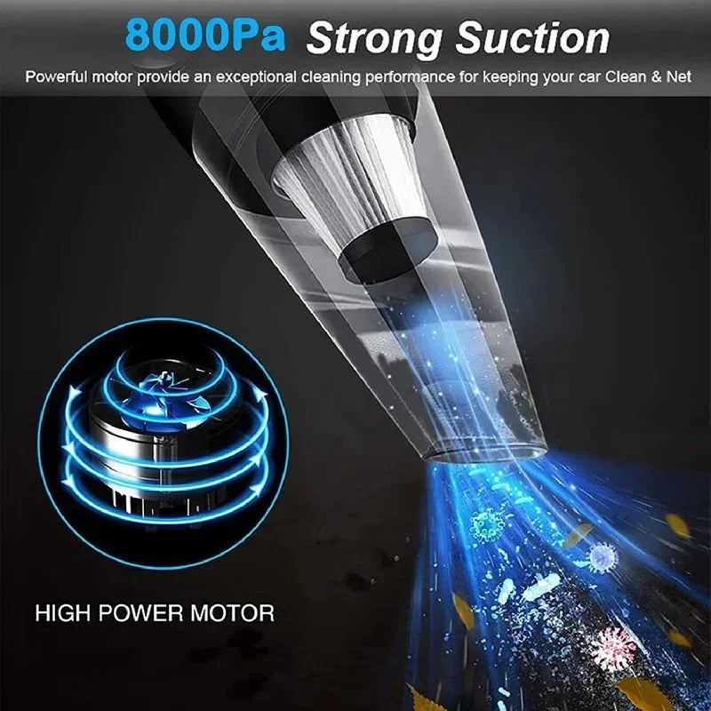 12V Rechargeable Car Vacuum - Portable Handheld Cleaner with Washable Filter for Auto Use