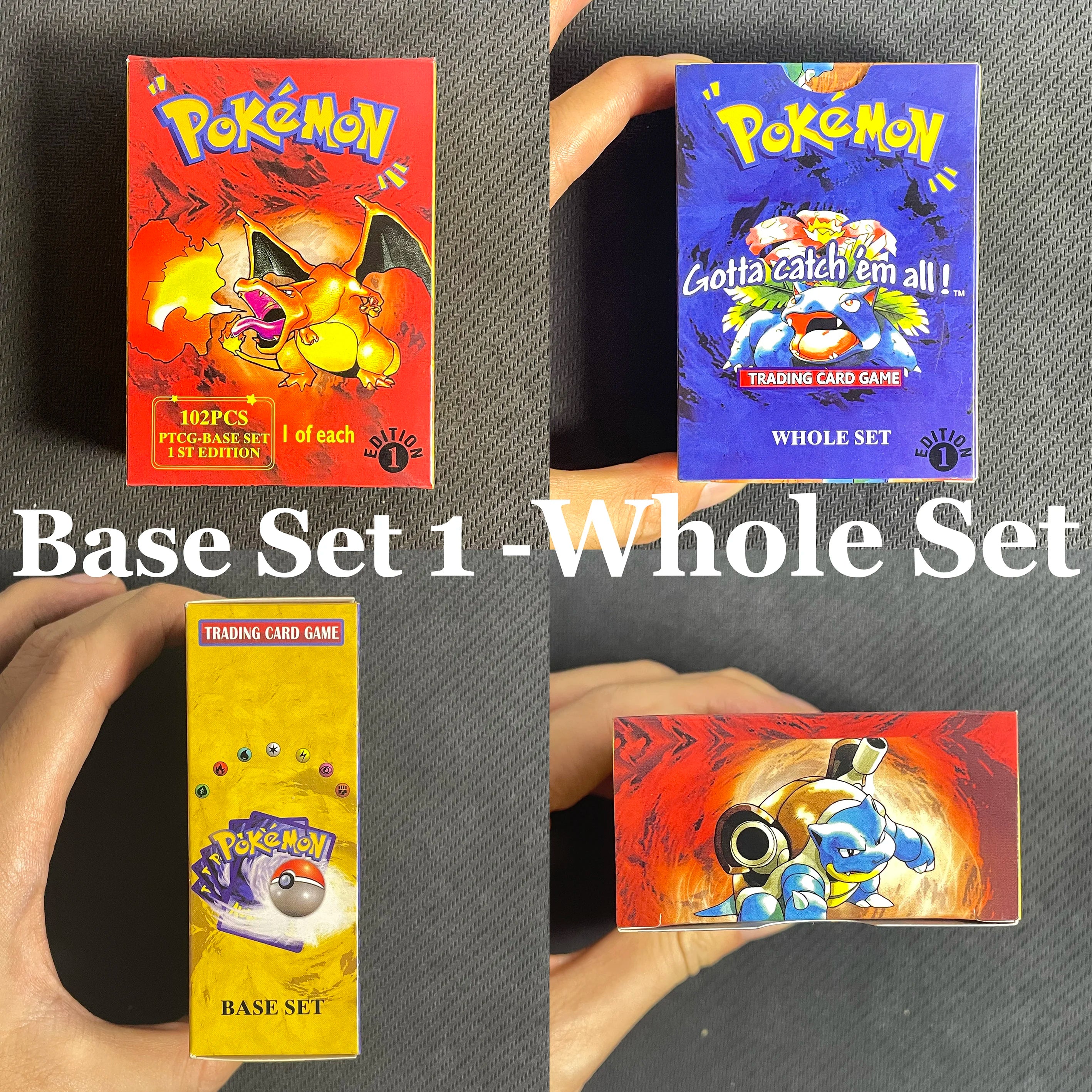 PTCG 102Pcs/396Pcs PKM Base Set 1ST Edition Whole Set Booster Box (Revised Unlimited Edition) Wizards Trading Card Battle Game